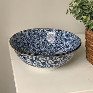 Ramen Bowl, Hana Blue Mixed Bowls chinoiserie blue white large Japan floral‎